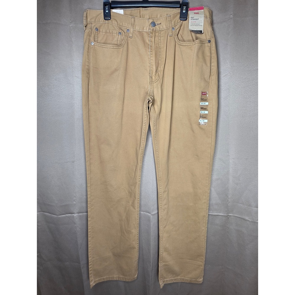 Levis 514 Straight Fit Pants Mens 36x32 Tan Khaki Cotton Twill NWT